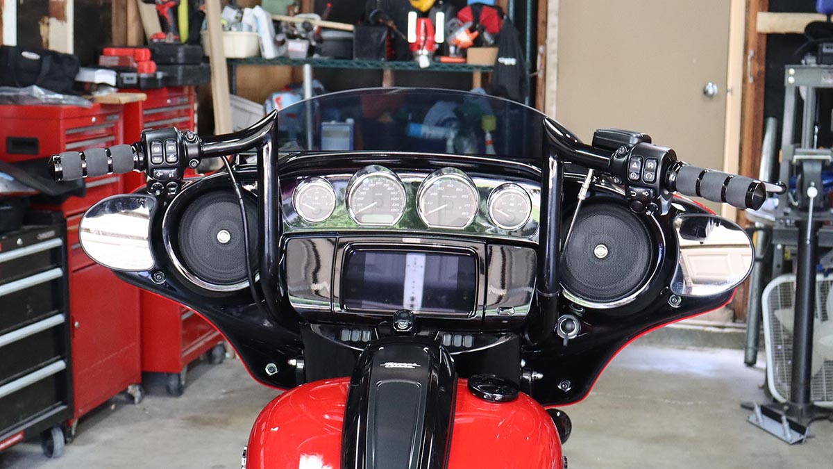 Mirror Plugs On A Harley Davidson Touring Motorcycle